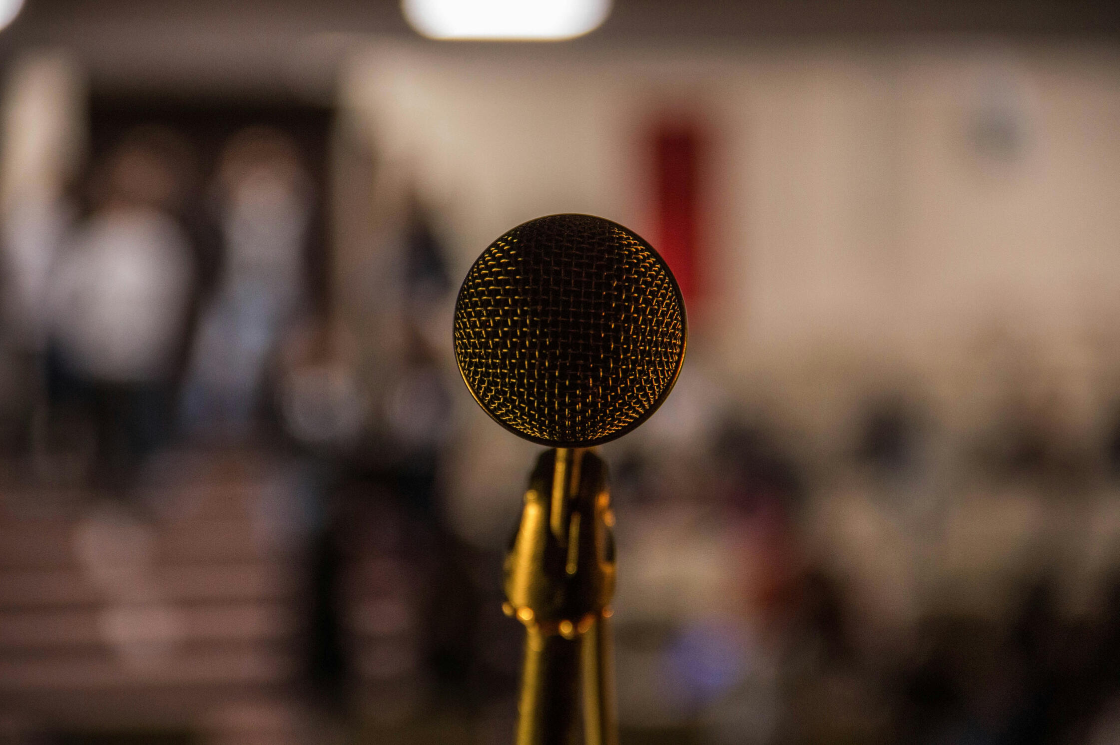 Lets start a conversation Picture of a microphone